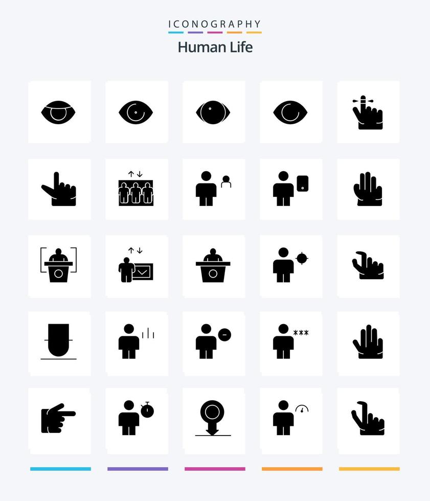 kreativ mänsklig 25 glyf fast svart ikon packa sådan som avatar. par. zoom. mänsklig. avatar vektor