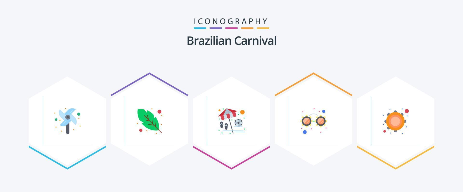 brasiliansk karneval 25 platt ikon packa Inklusive . musikalisk. semester. musik. fest vektor