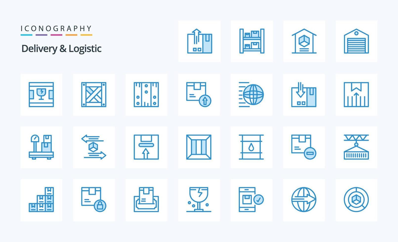 25 lieferung und logistik blaues symbolpaket vektor