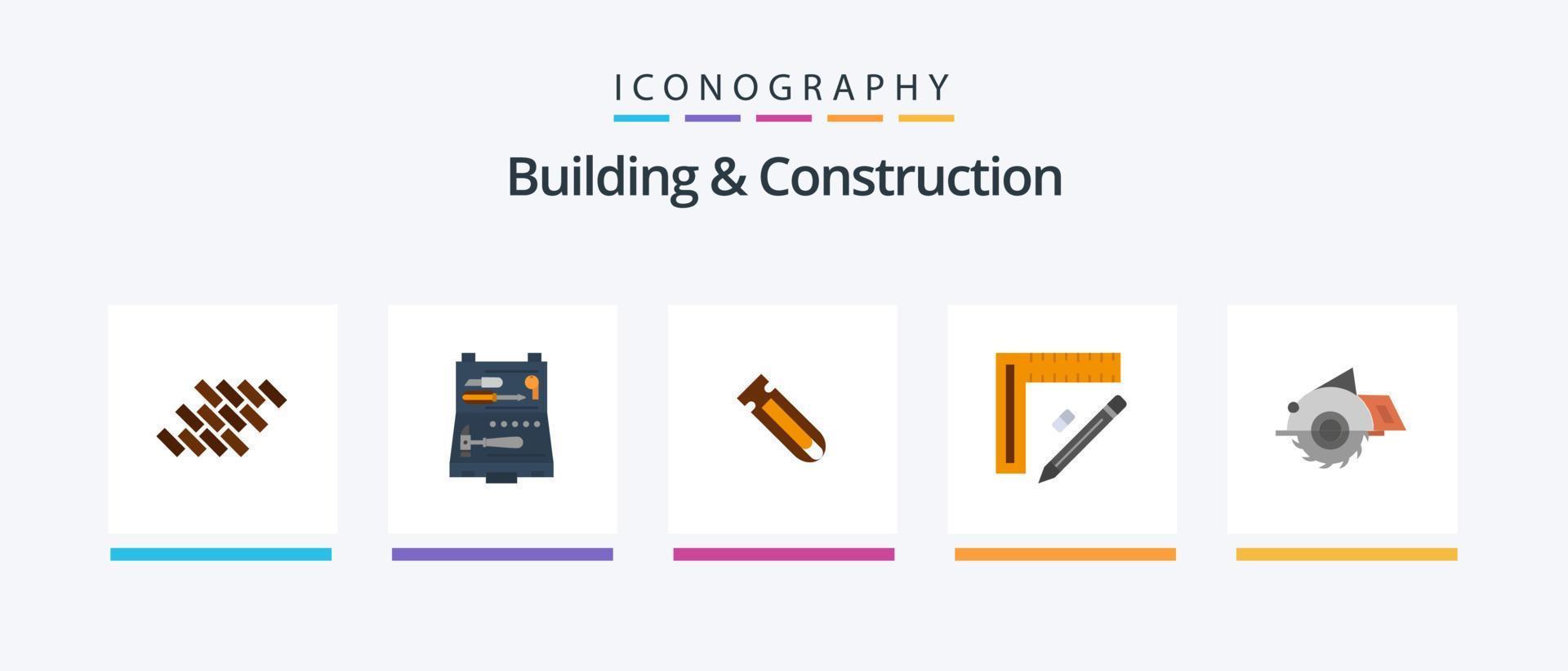 byggnad och konstruktion platt 5 ikon packa Inklusive penna. linjal. reparera. verktyg. verktyg. kreativ ikoner design vektor