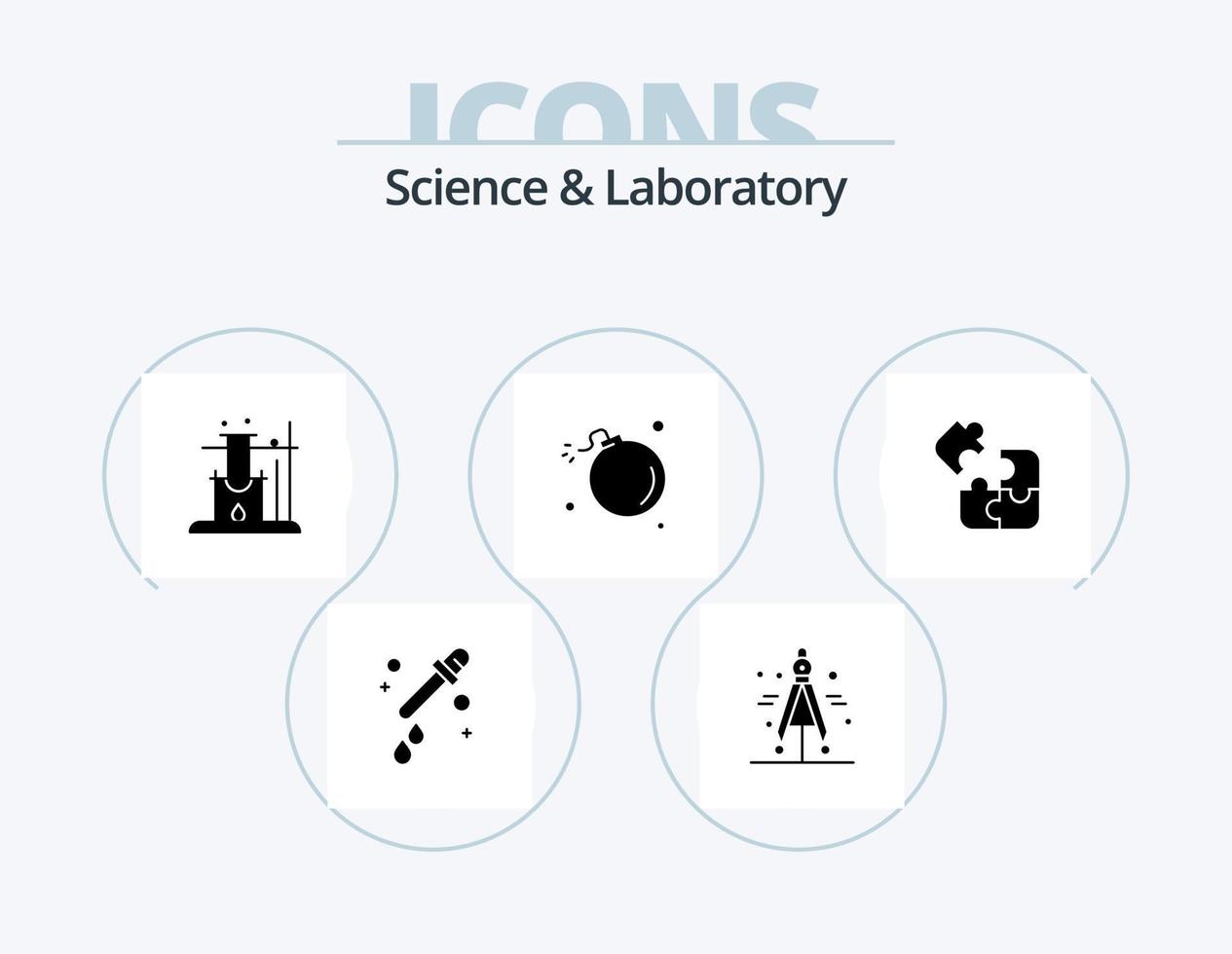 vetenskap glyf ikon packa 5 ikon design. lösning. pussel. Plats. kontursåg. meteor vektor