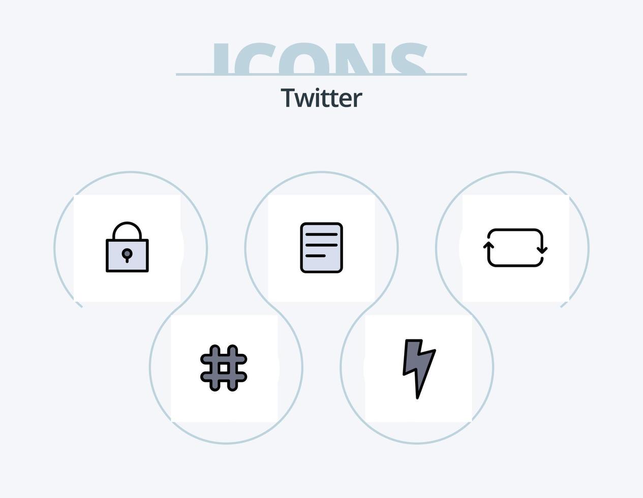 Twitter-Linie gefüllt Icon Pack 5 Icon-Design. . Vogel. wie. Feder. setzt vektor