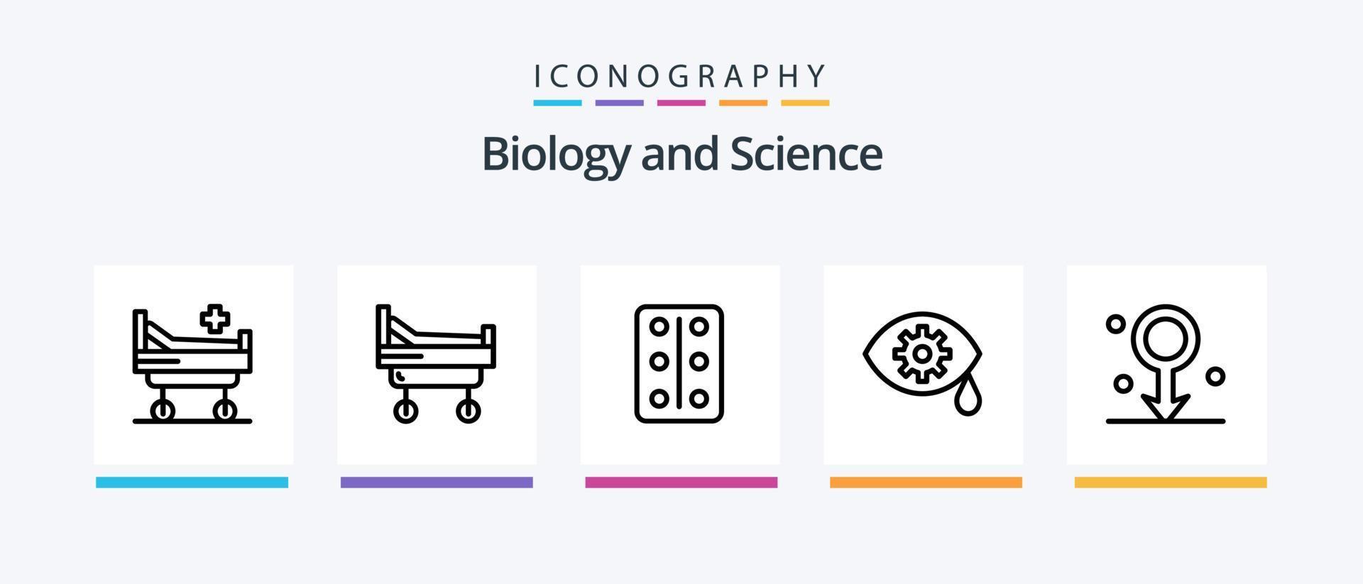 Symbolpaket für Biologielinie 5, einschließlich gefährlicher. Biologie. Nase. Biochemie. Chemie. kreatives Symboldesign vektor