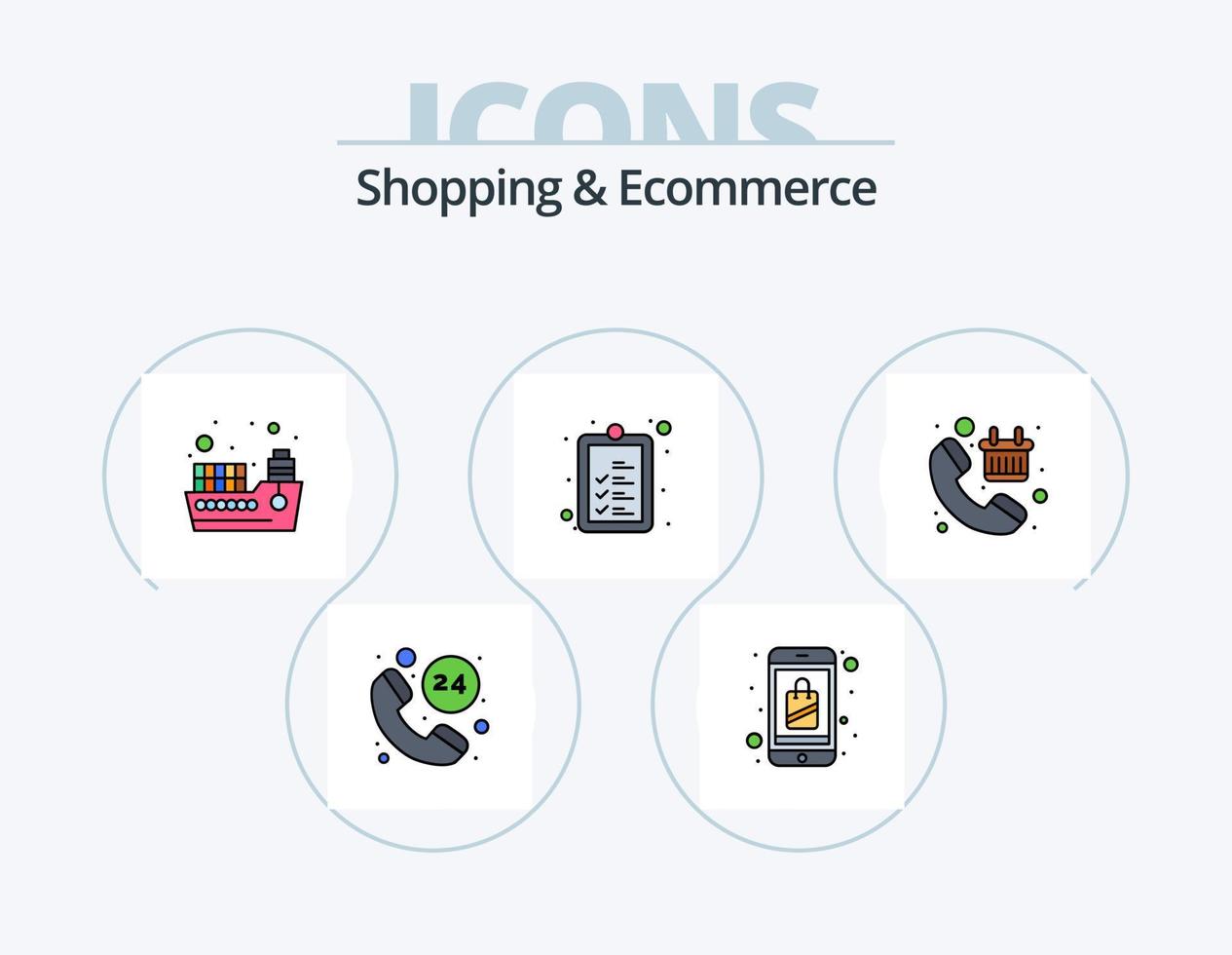 Shopping- und E-Commerce-Linie gefüllt Icon Pack 5 Icon Design. Prozentsatz. Wagen. E-Commerce. Einkaufen. Korb vektor