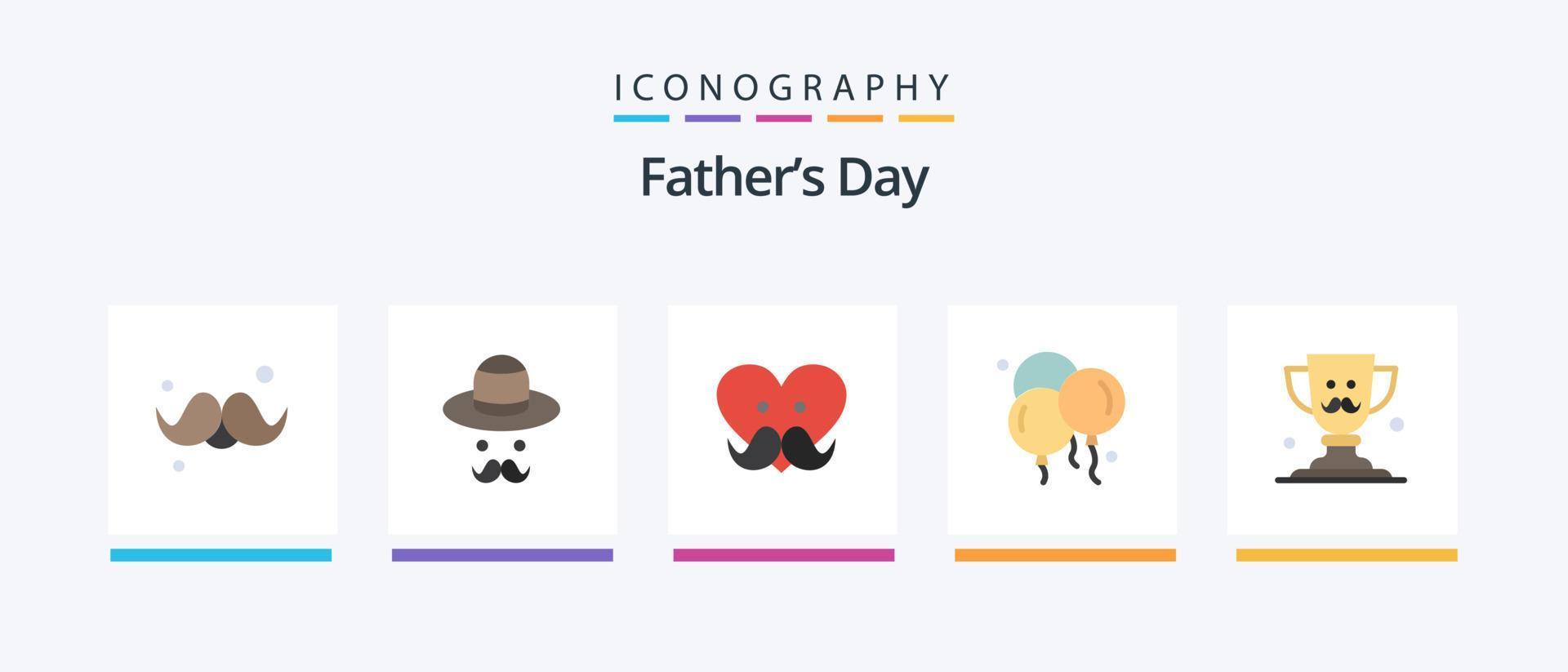 fäder dag platt 5 ikon packa Inklusive kopp. far. fäder. pappa. kärlek. kreativ ikoner design vektor