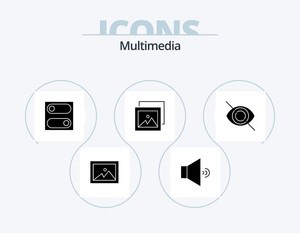 Multimedia-Glyphen-Icon-Pack 5-Icon-Design. . . Umschalten. verstecken. deaktivieren vektor