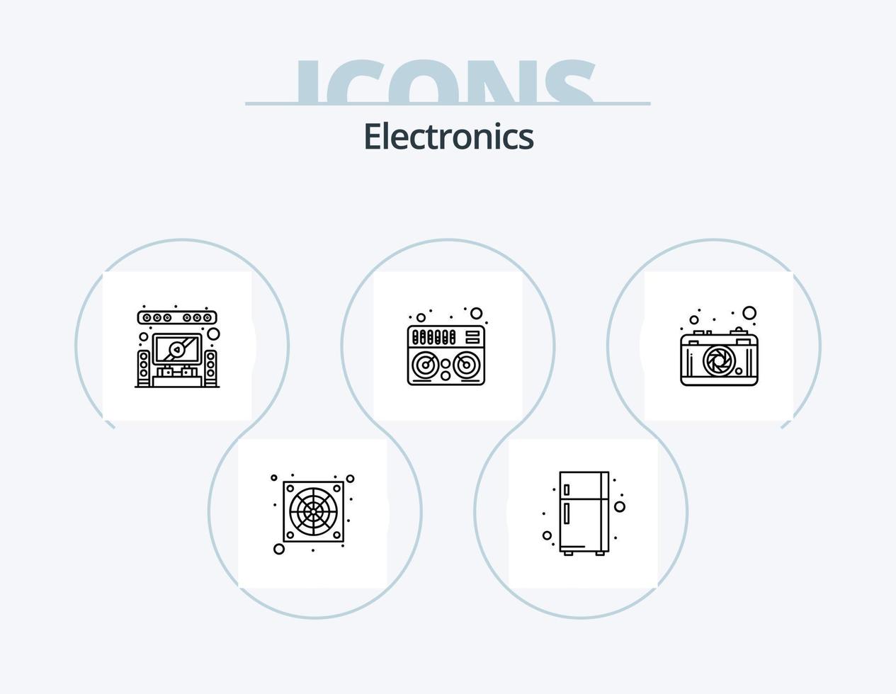 Elektronik-Line-Icon-Pack 5 Icon-Design. . Licht. Handy, Mobiltelefon. elektrisch. Kühlschrank vektor