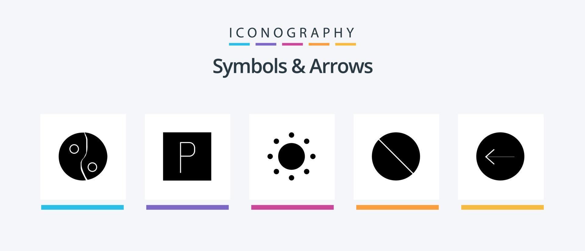 symbole und pfeile glyph 5 icon pack inklusive . Symbole. Richtung. Pfeil. kreatives Symboldesign vektor