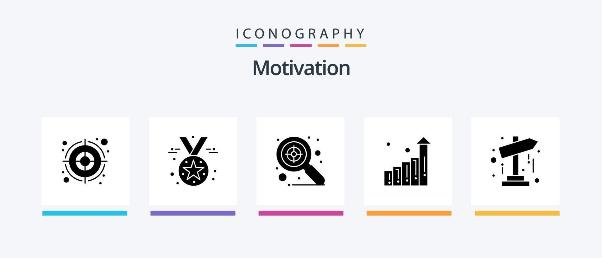 motivering glyf 5 ikon packa Inklusive . pekare. Sök. Karta. statistik. kreativ ikoner design vektor