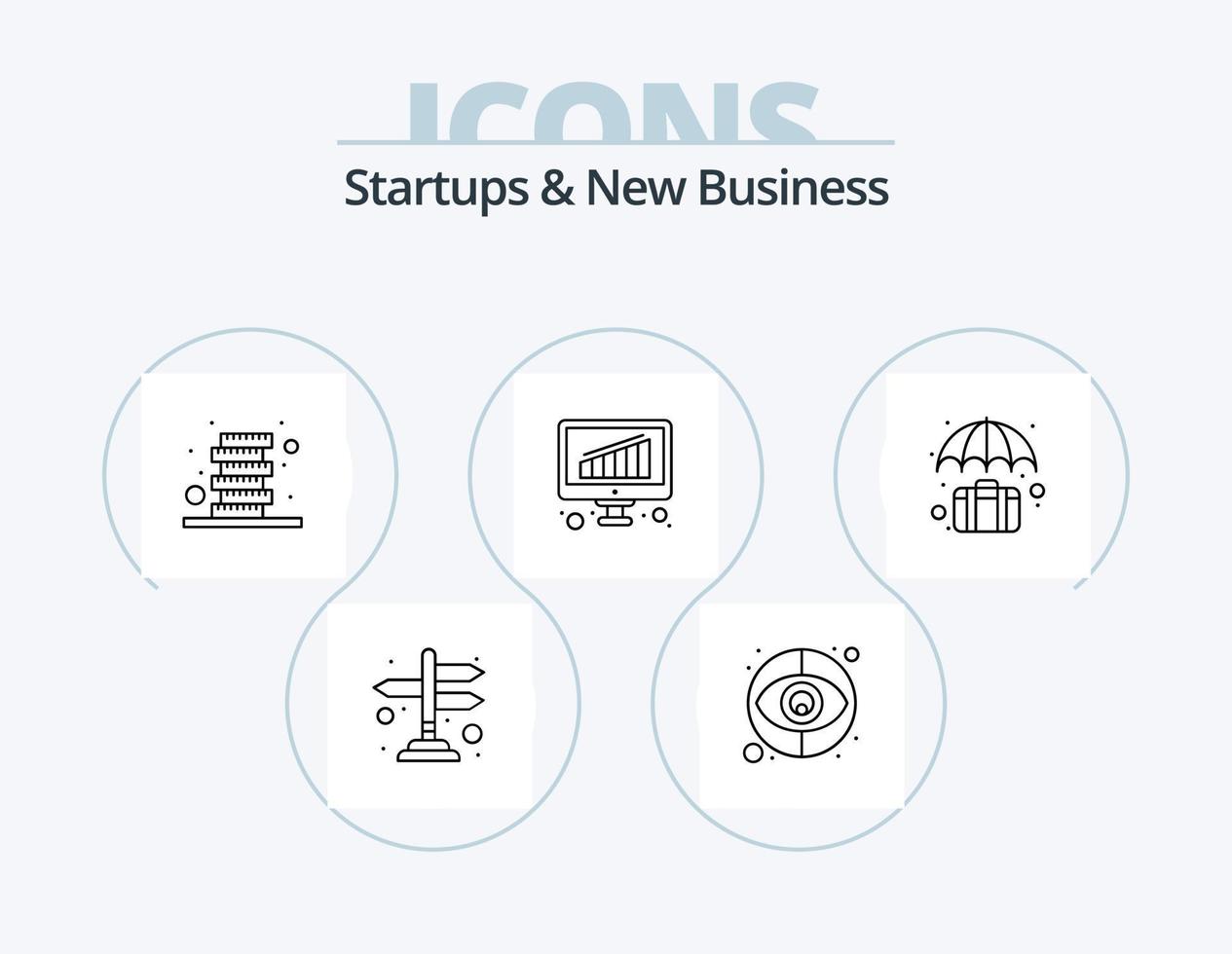 Startups und neue Business Line Icon Pack 5 Icon Design. . Fall. Birne. Geschäft. Strategie vektor