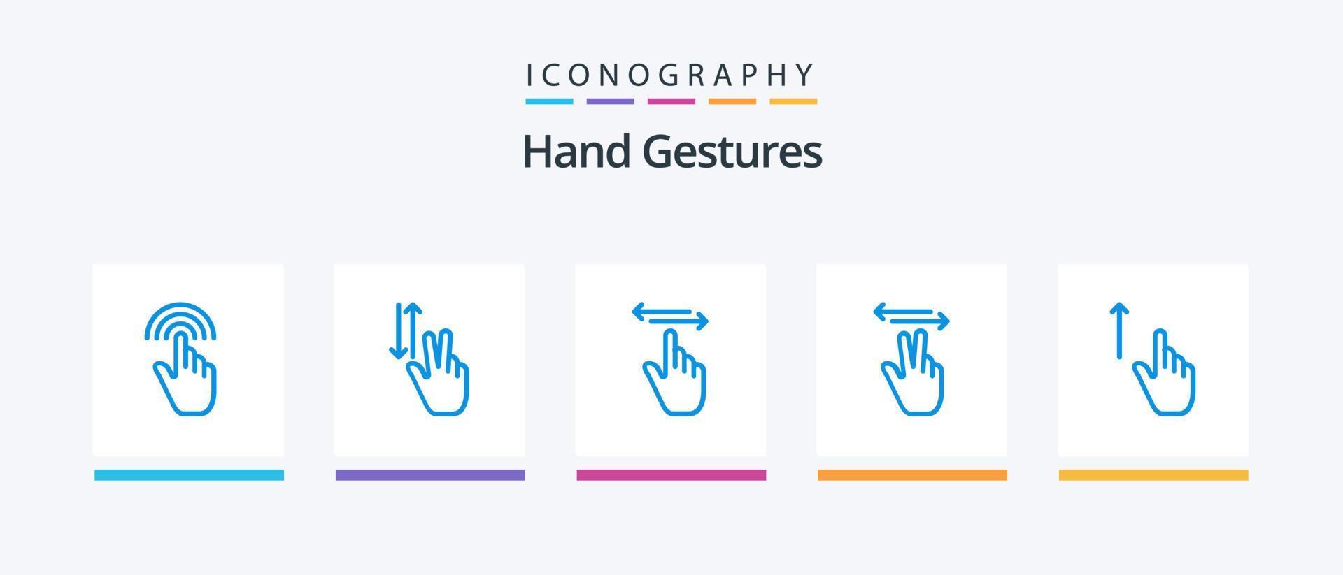 Handgesten blau 5 Icon Pack inklusive Handy. Gesten. hoch. Rechts. Hand. kreatives Symboldesign vektor