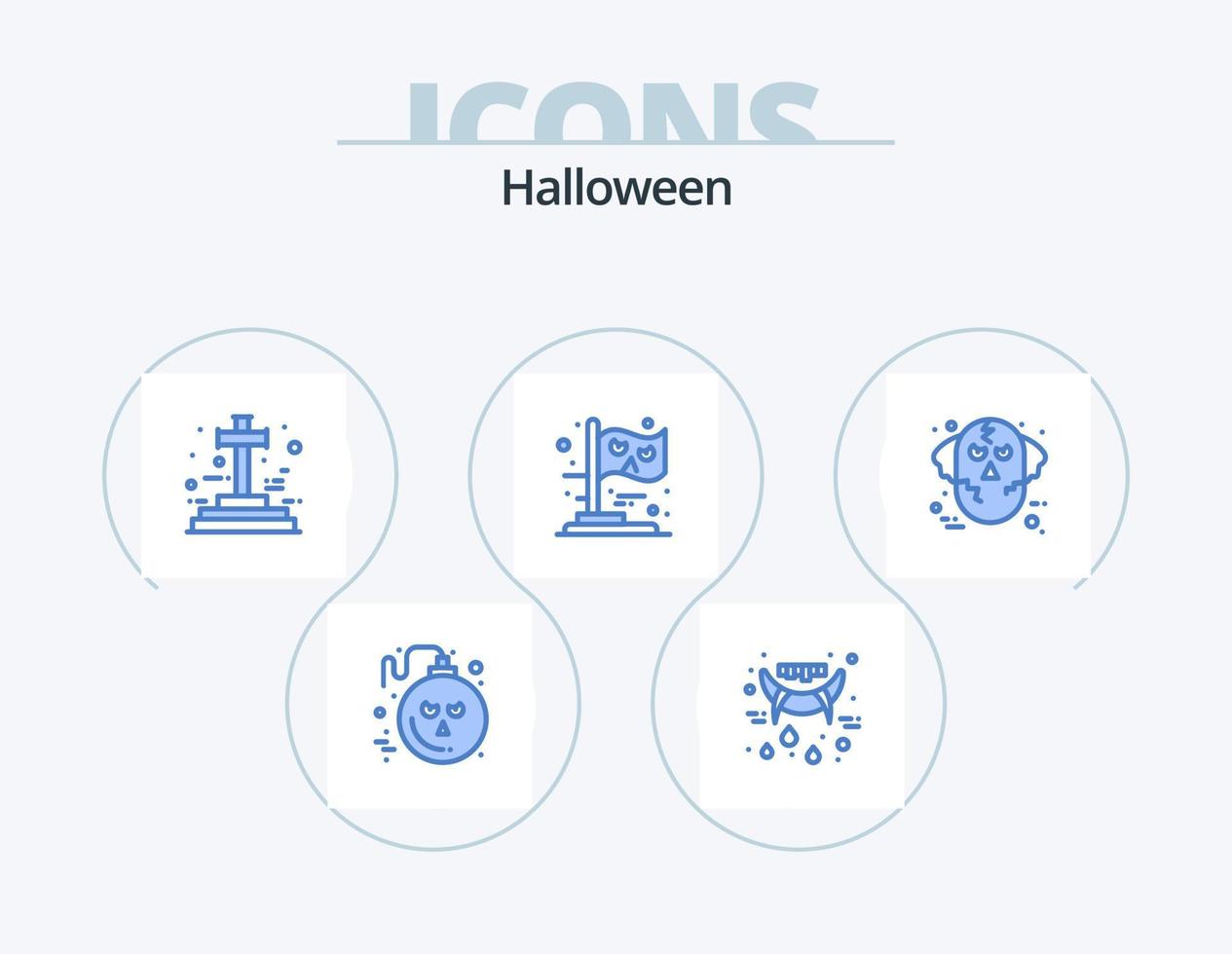 Halloween-Blau-Icon-Pack 5-Icon-Design. Halloween. Hexe. kreuzen. Party. Flagge vektor