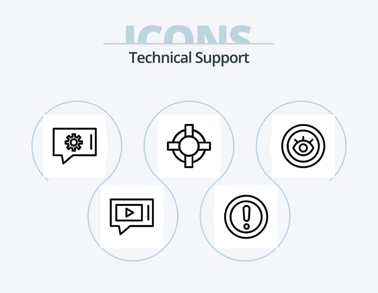 Technischer Support Line Icon Pack 5 Icon Design. Unterstützung. Auge. Service. Unterstützung. Notiz vektor