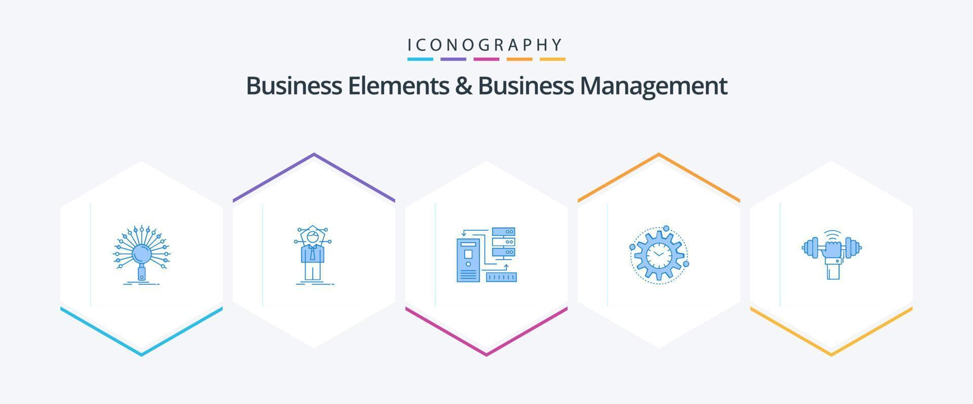 företag element och företag managment 25 blå ikon packa Inklusive bearbetning. effektivitet. nätverk. information. databas vektor