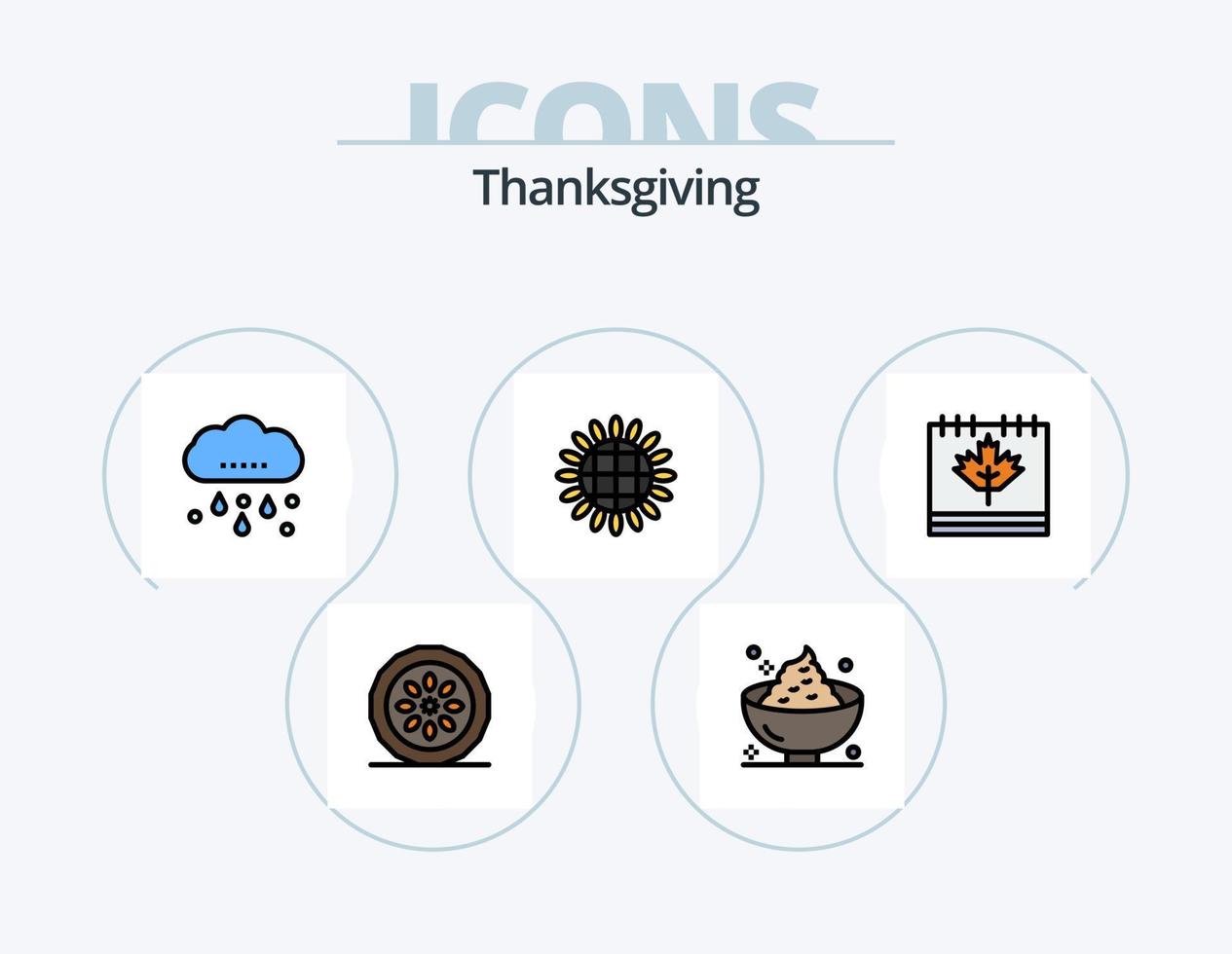 Thanksgiving-Linie gefüllt Icon Pack 5 Icon Design. Essen. Huhn. schlagen. das Erntedankfest. Liebesbrief vektor