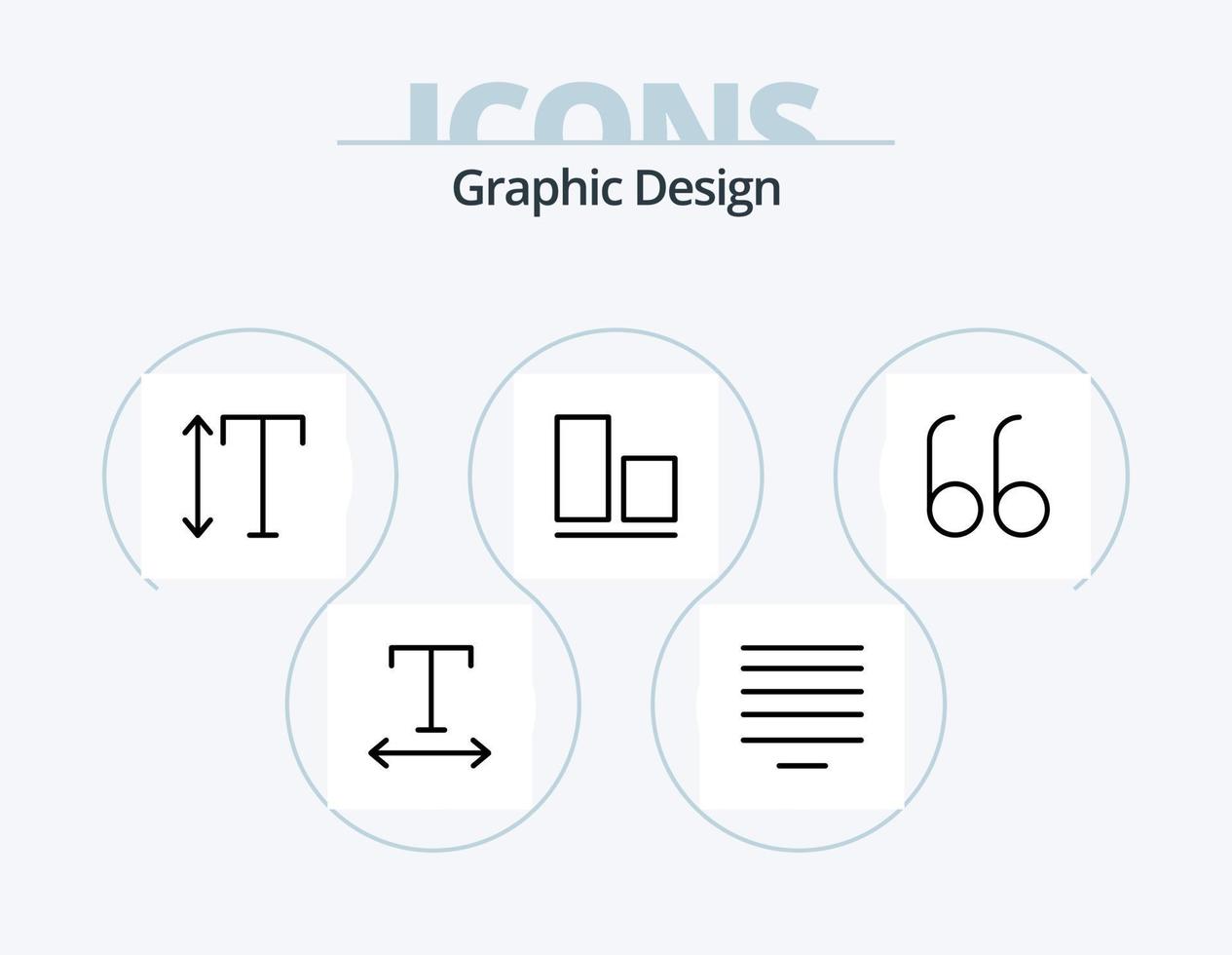 design linje ikon packa 5 ikon design. . fyrkant. . font vektor