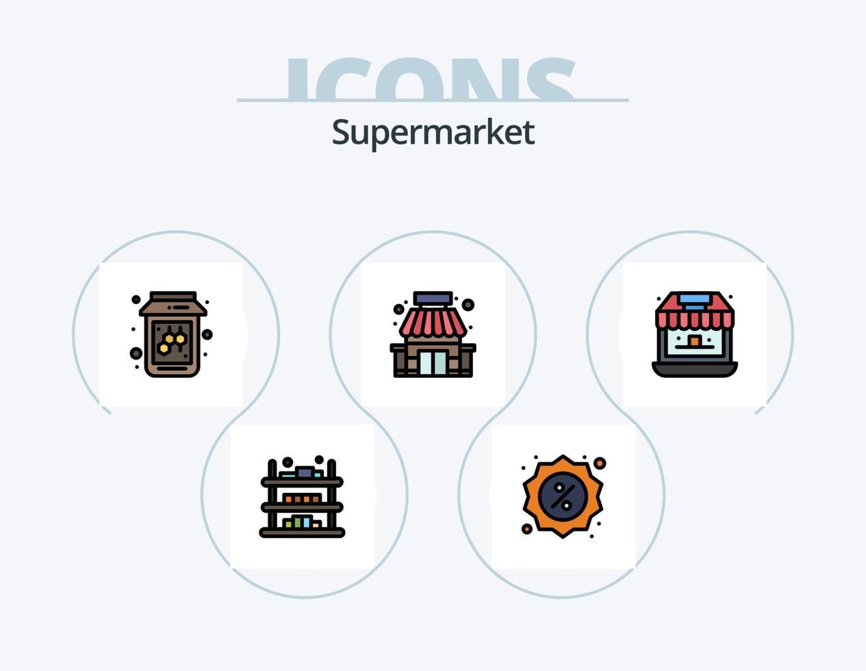 Supermarkt-Linie gefüllt Icon Pack 5 Icon Design. Mehlsack. Mehl. Getreide. Gemüse. Einkaufen vektor