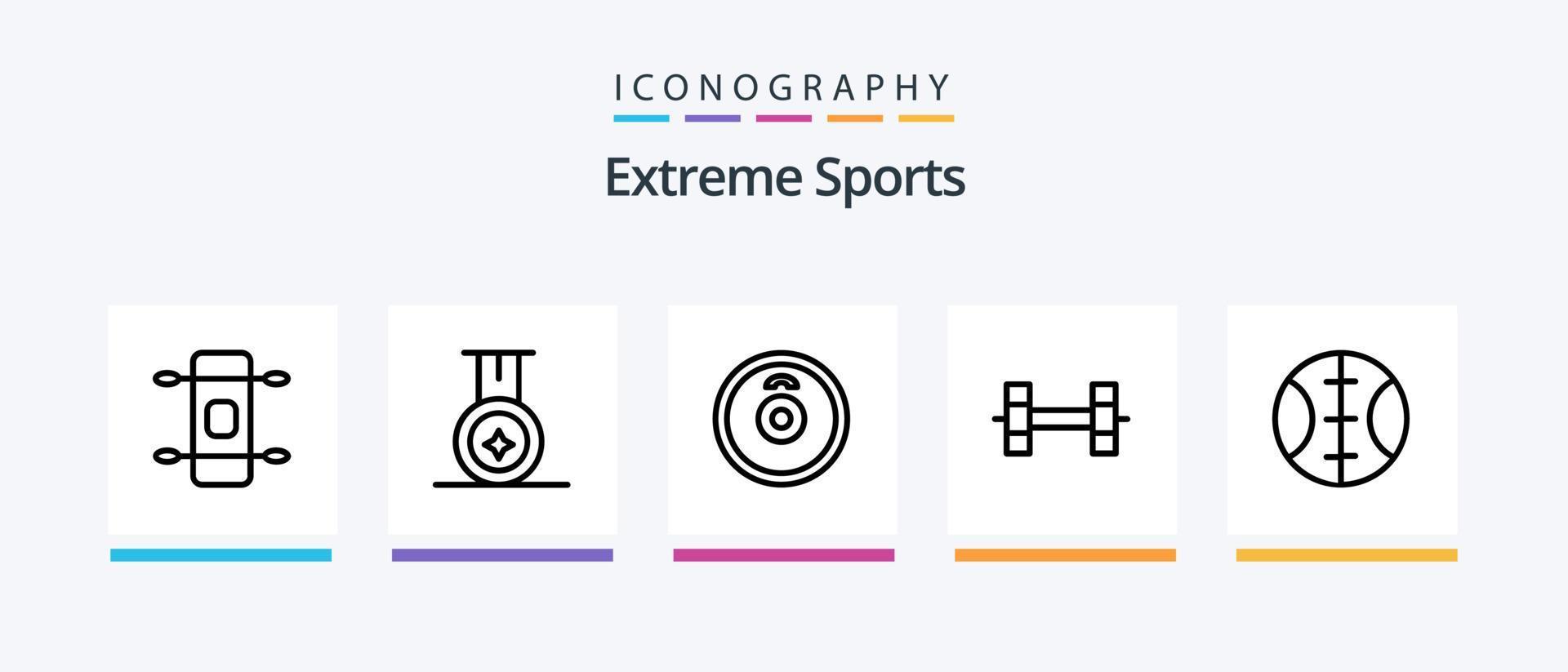 Sport Line 5 Icon Pack inklusive . Tasse. Surfbrett. kreatives Symboldesign vektor