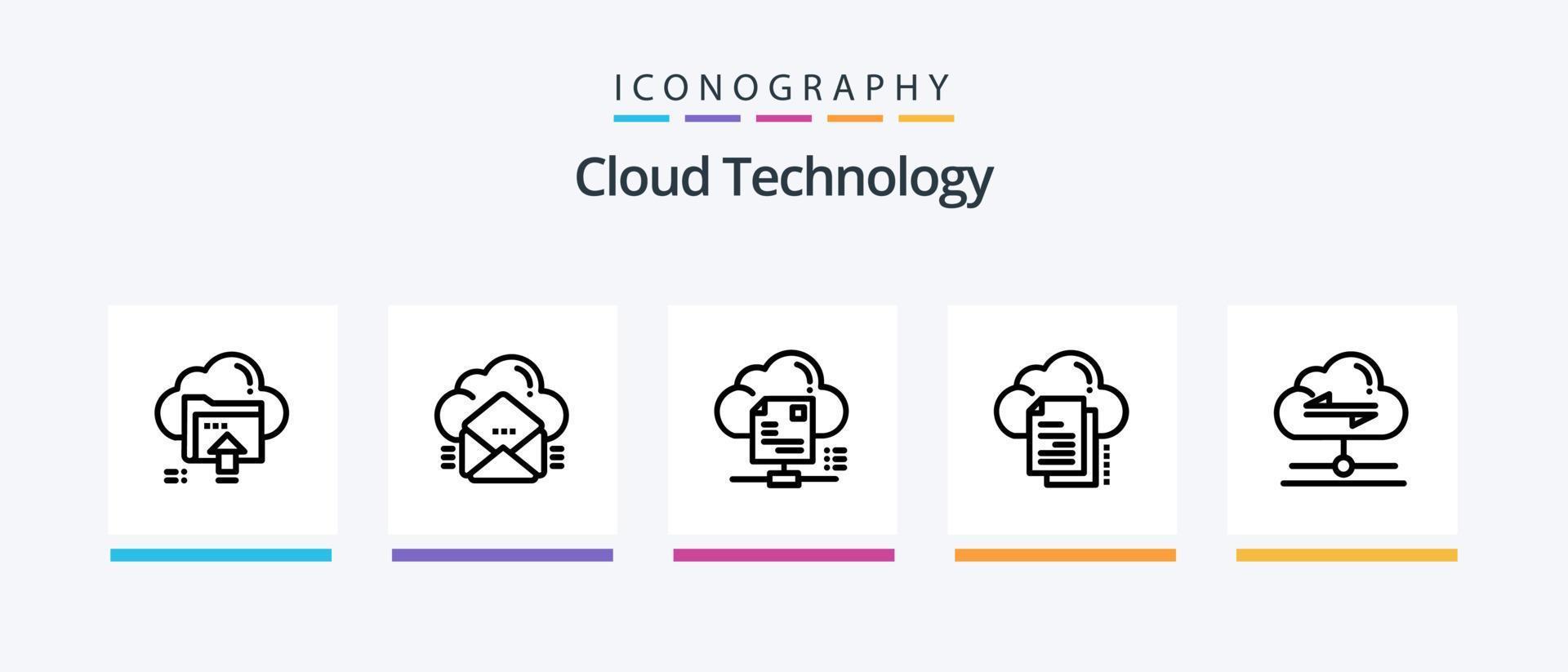 moln teknologi linje 5 ikon packa Inklusive timer. instrumentbräda. moln. datoranvändning. ner. kreativ ikoner design vektor