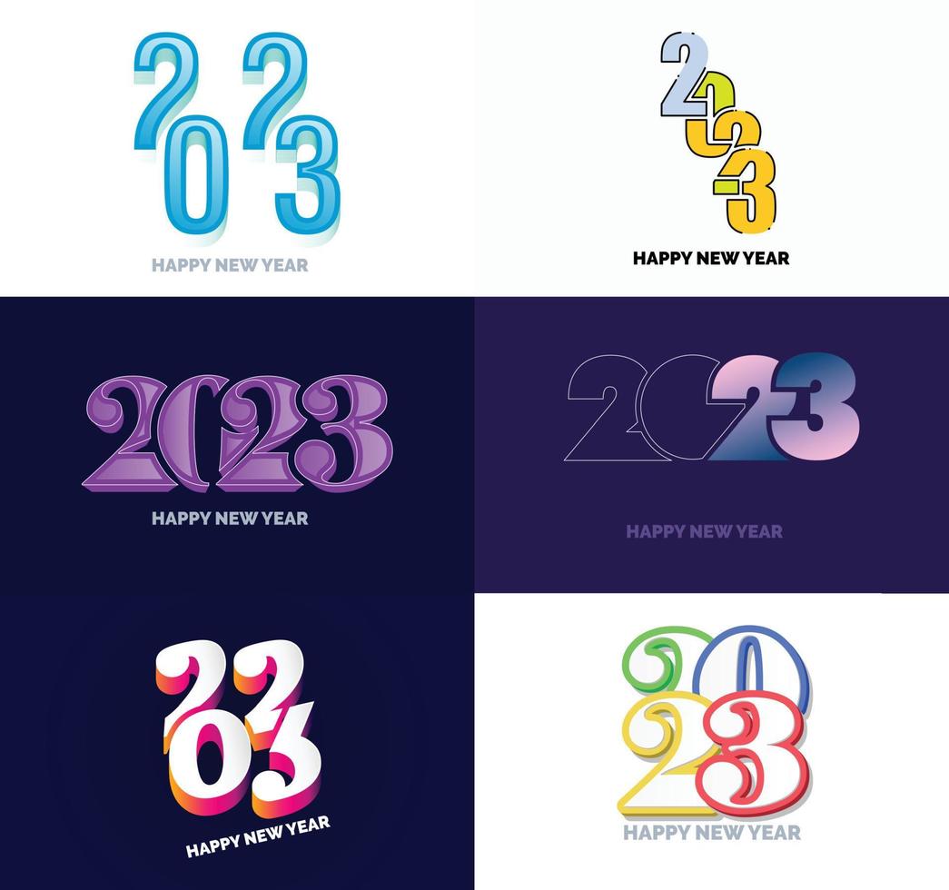 stor uppsättning av 2023 Lycklig ny år logotyp text design 2023 siffra design mall vektor