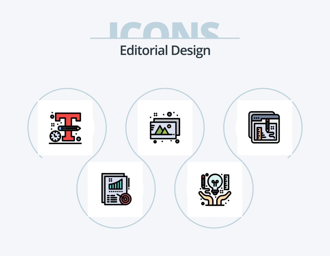 Editorial Design Linie gefüllt Icon Pack 5 Icon Design. Bleistift. Zeichnung. Ausbildung. Design. Zauberer vektor