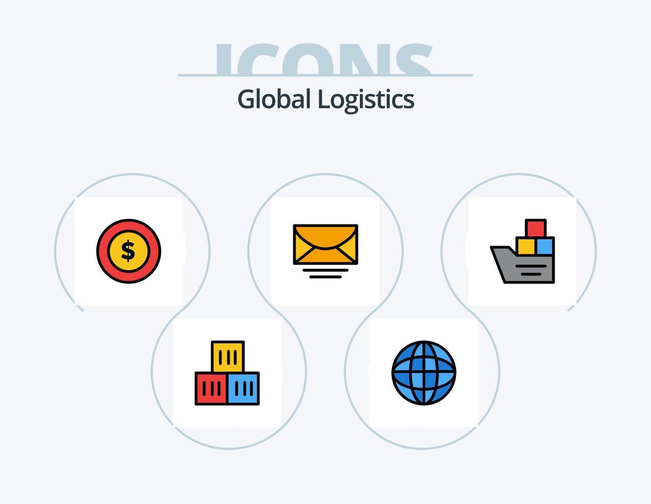 global logistik linje fylld ikon packa 5 ikon design. jorden. stift. logistik. plats. global vektor