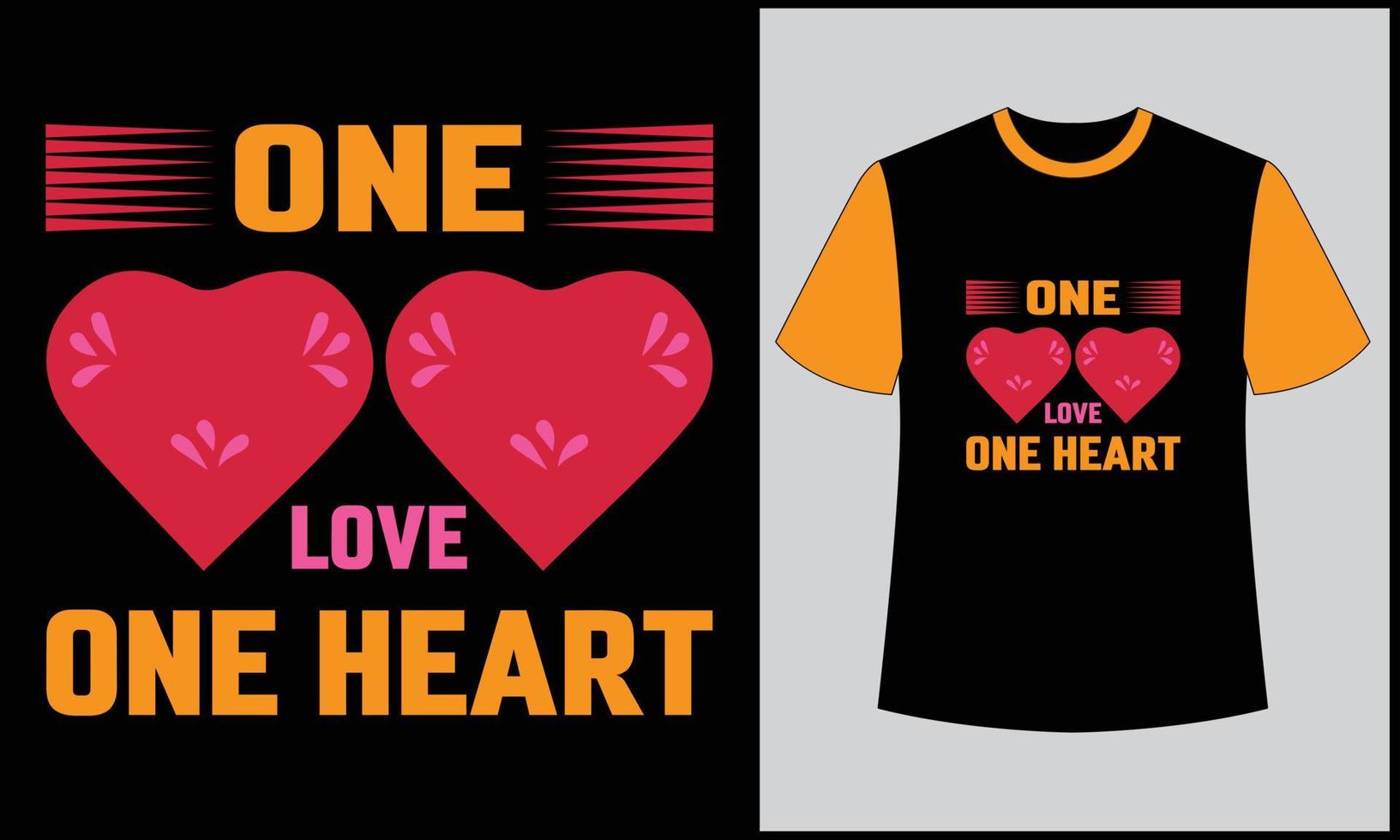 eine Liebe ein Herz Typografie Illustration Liebe Vektor T-Shirt Design