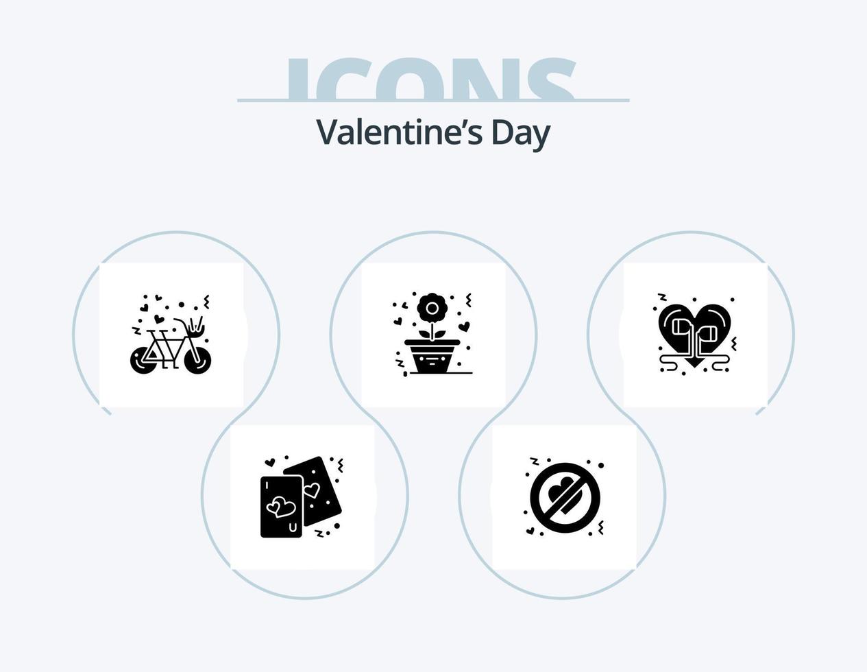 valentines dag glyf ikon packa 5 ikon design. reste sig. kärlek. förbjuden. blomma. hjärta vektor