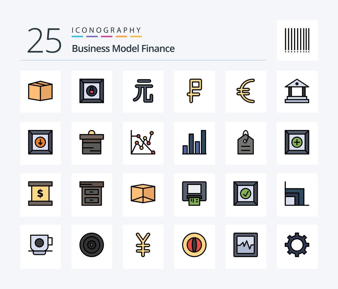 finansiera 25 linje fylld ikon packa Inklusive finansiera. Bank. yuan. finansiera. valuta vektor