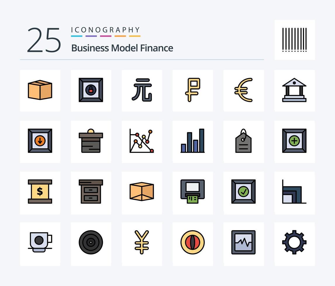 Finanzen 25 Zeilen gefülltes Icon Pack inklusive Finanzen. Bank. Yuan. Finanzen. Währung vektor
