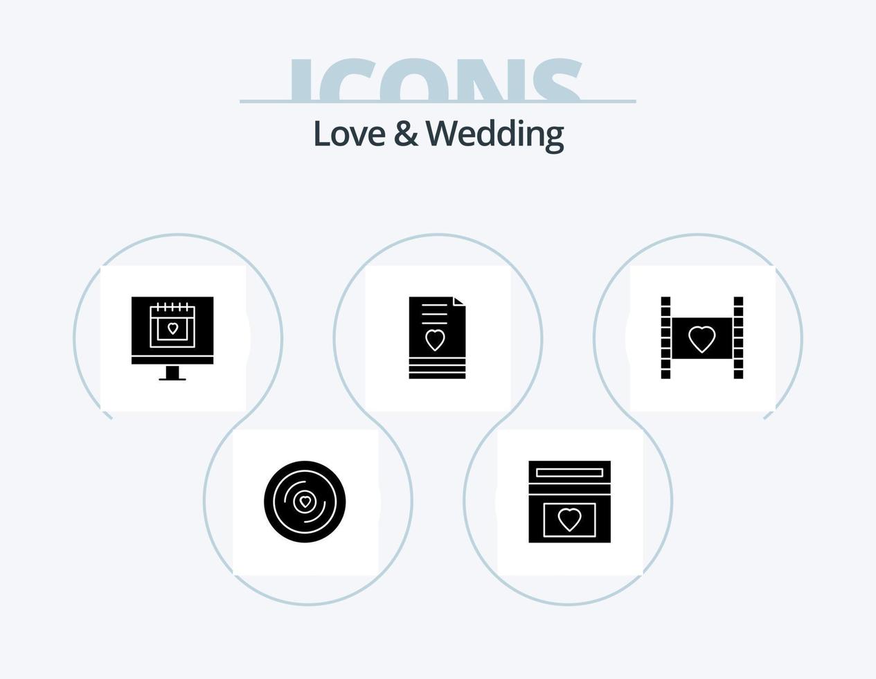 Liebe und Hochzeit Glyphe Icon Pack 5 Icon Design. Brief. Herz. Hochzeit. Liebhaber vektor