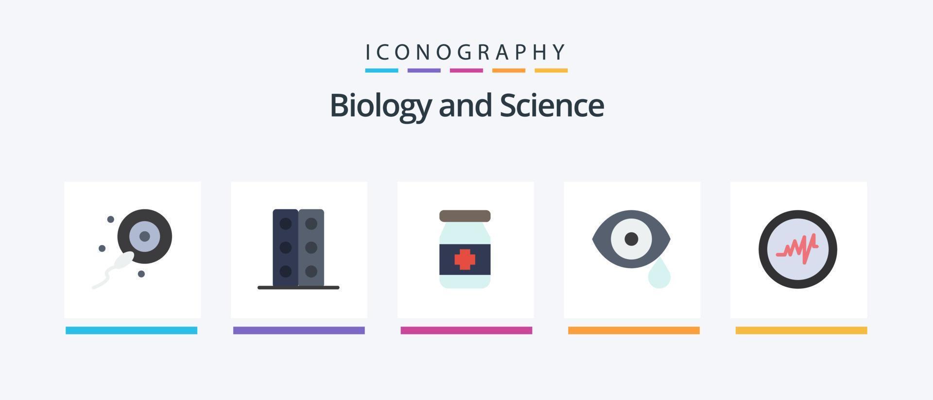 biologi platt 5 ikon packa Inklusive . hjärta. medicinsk. droppar. labb. kreativ ikoner design vektor