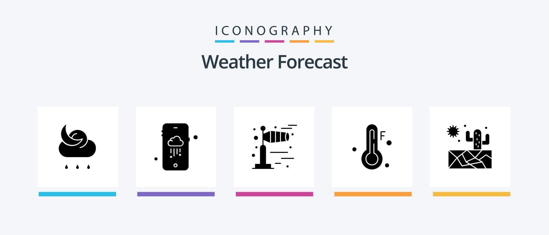 Wetterglyphe 5 Icon Pack inklusive . Wetter. Wetter. Sonne. Wetter. kreatives Symboldesign vektor