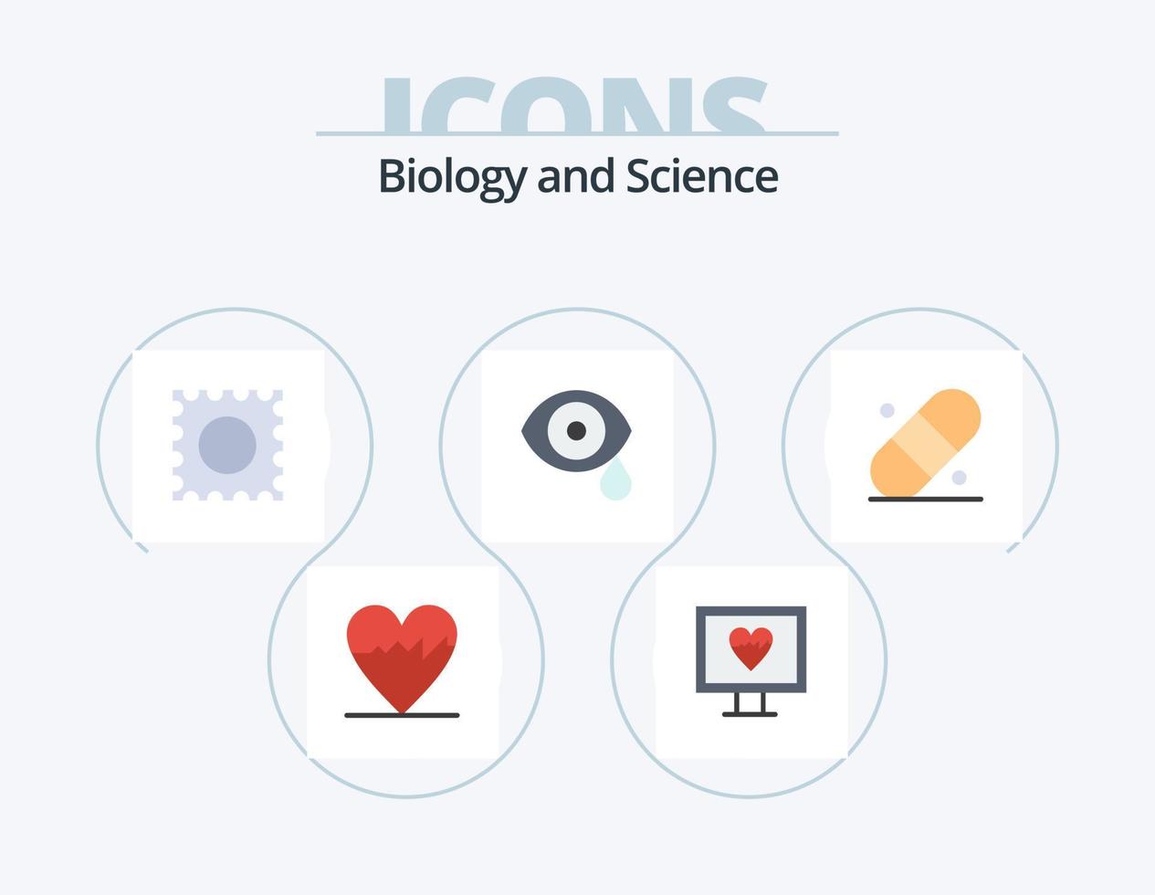 Biologie flach Icon Pack 5 Icon Design. . Gips. Biologie. Patch. Tropfen vektor