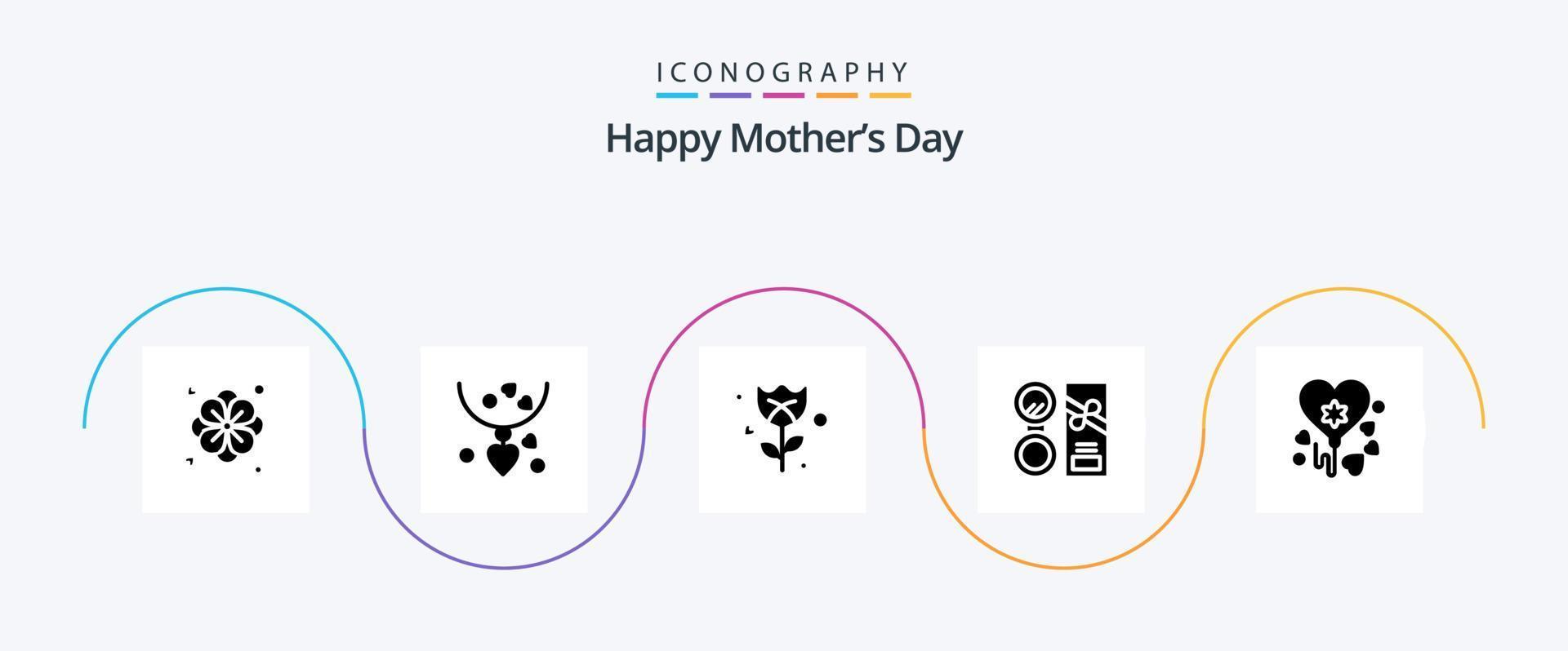 Happy Mothers Day Glyph 5 Icon Pack inklusive Make. Schönheit . Mutter. bilden . Rose vektor