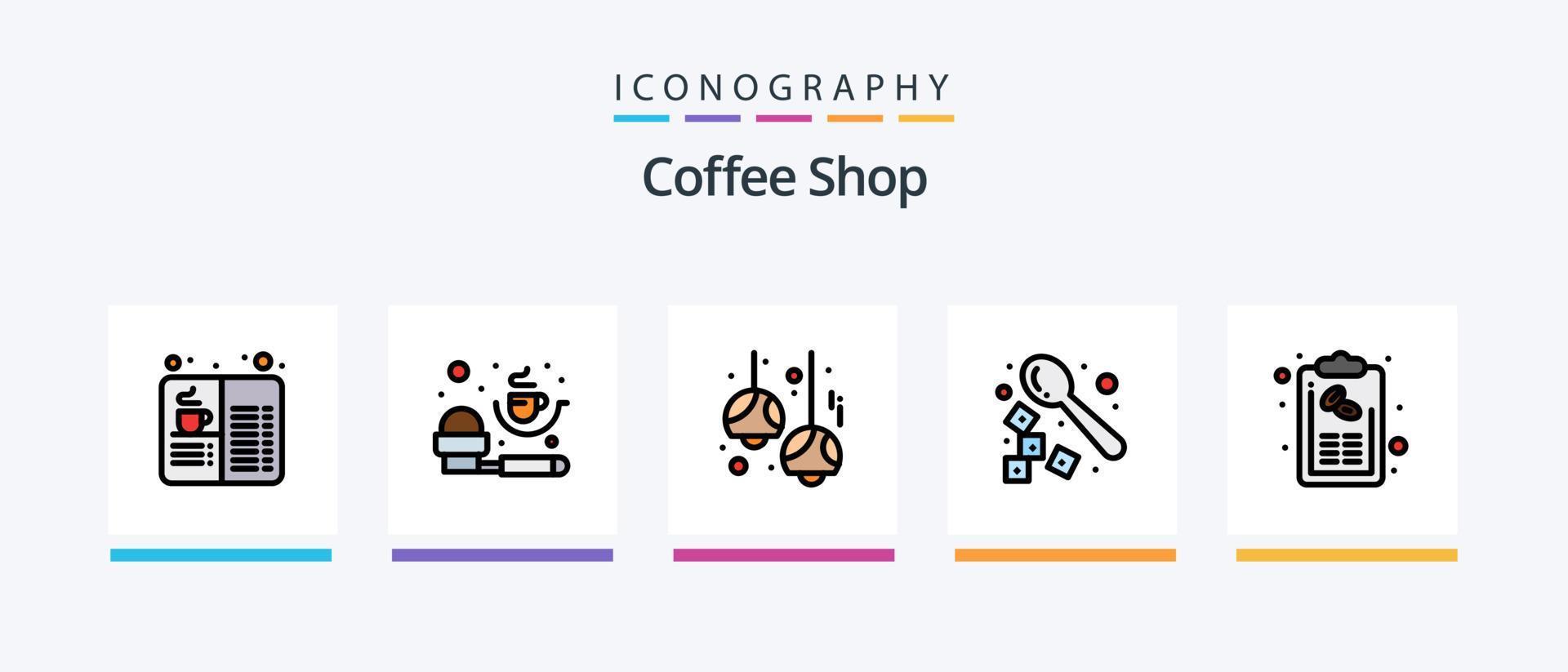 Café-Linie gefüllt 5 Icon Pack inklusive Café. Kaffee. Rechnung. brechen. Speisekarte. kreatives Symboldesign vektor