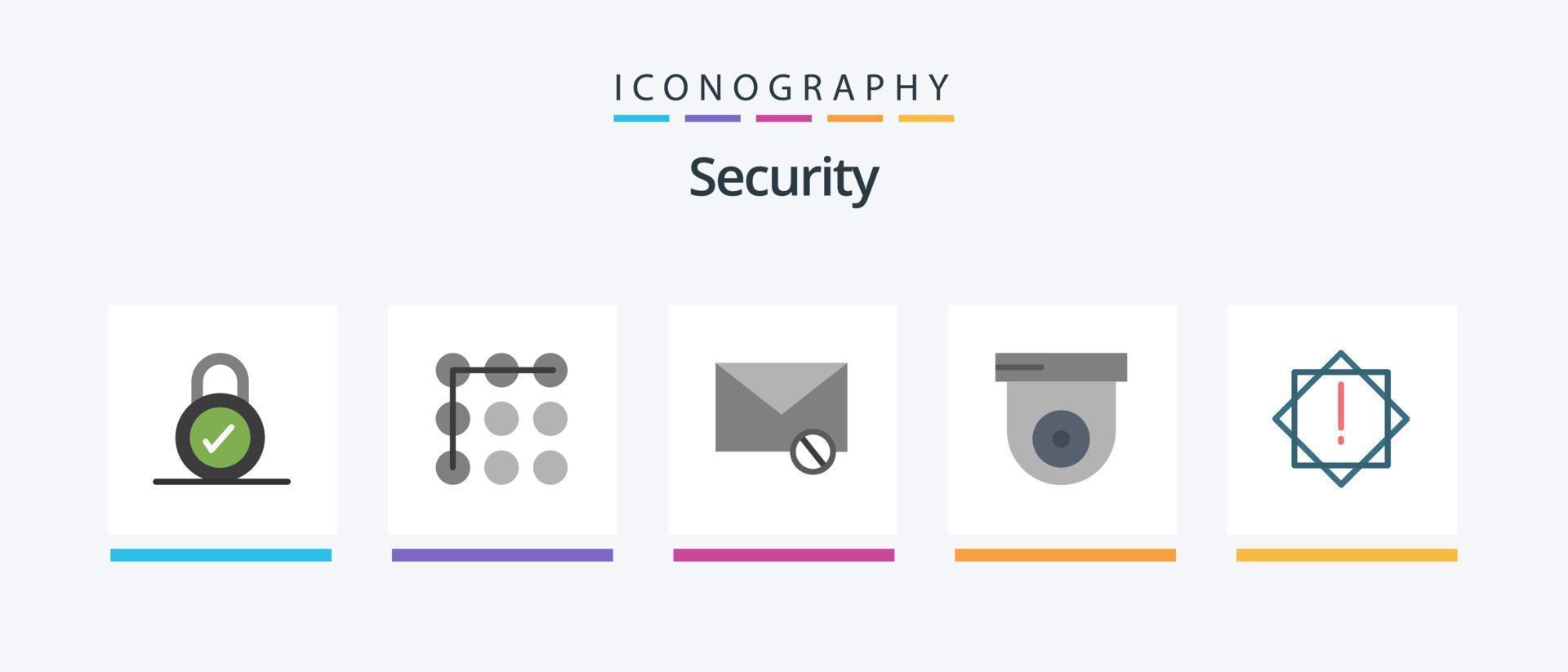 Security Flat 5 Icon Pack inklusive . Virus. Nachricht. Alarm. Kuppel. kreatives Symboldesign vektor