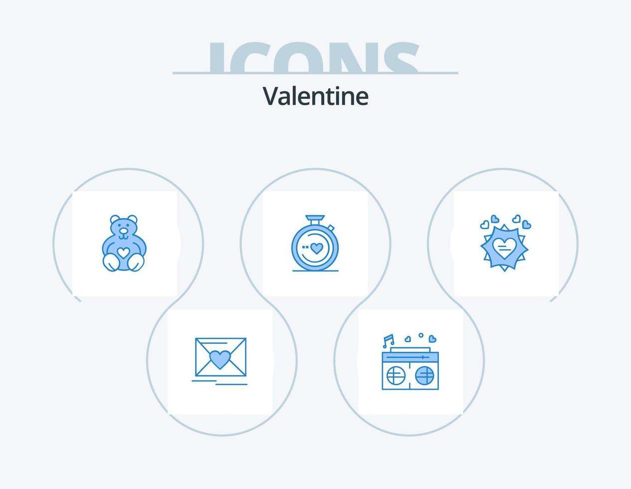 Valentine Blue Icon Pack 5 Icon-Design. Karte. Hochzeit. Herzen. Herz. Kompass vektor