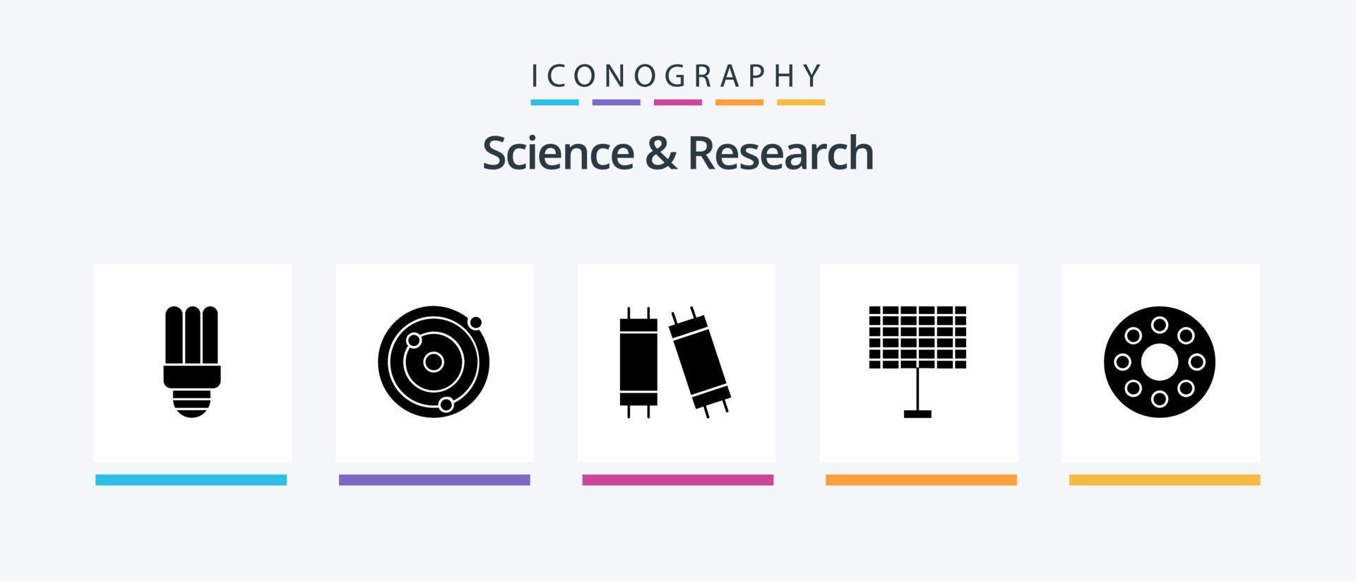 Science Glyph 5 Icon Pack inklusive . Licht. Monitor. Baby. kreatives Symboldesign vektor