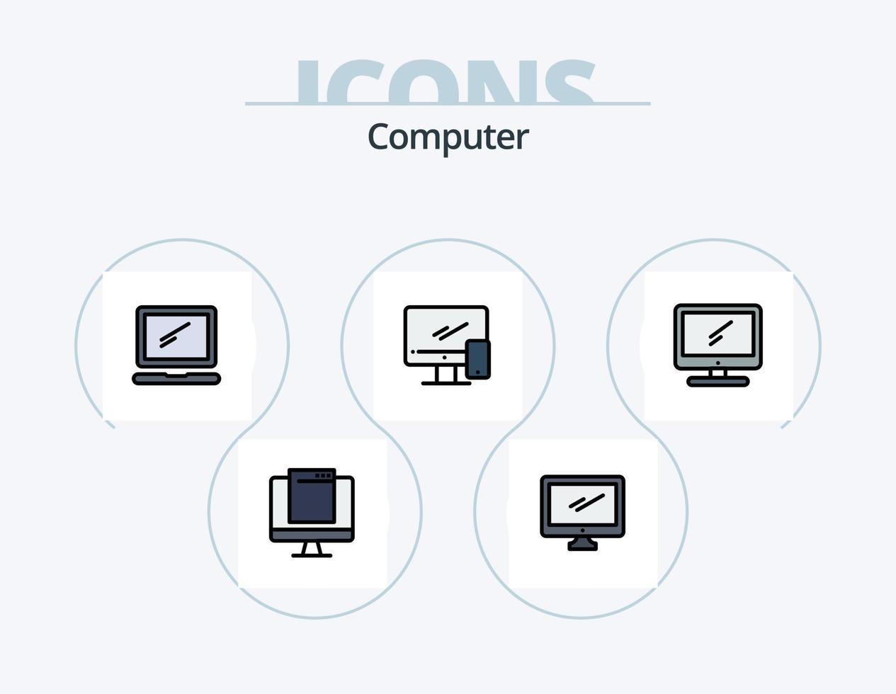 Computerzeile gefüllt Icon Pack 5 Icon Design. Monitor. imac. Stk. Gerät vektor