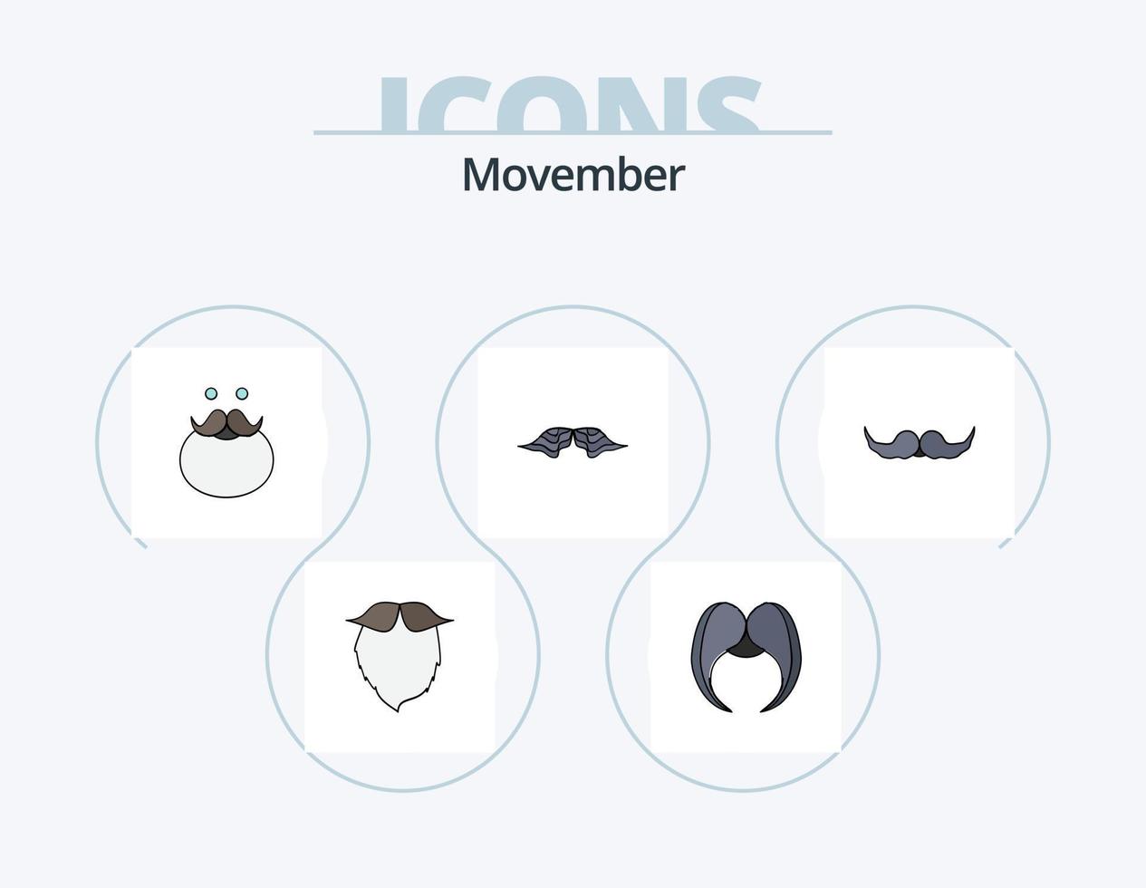 Movember-Linie gefüllt Icon Pack 5 Icon-Design. . . Gläser. getragen. Umzug vektor