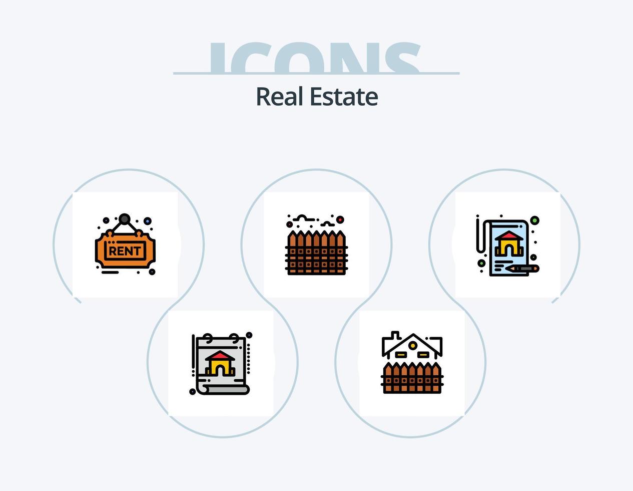 Immobilienlinie gefüllt Icon Pack 5 Icon Design. verkauft. real. Dollar Haus. Anwesen. Haus vektor