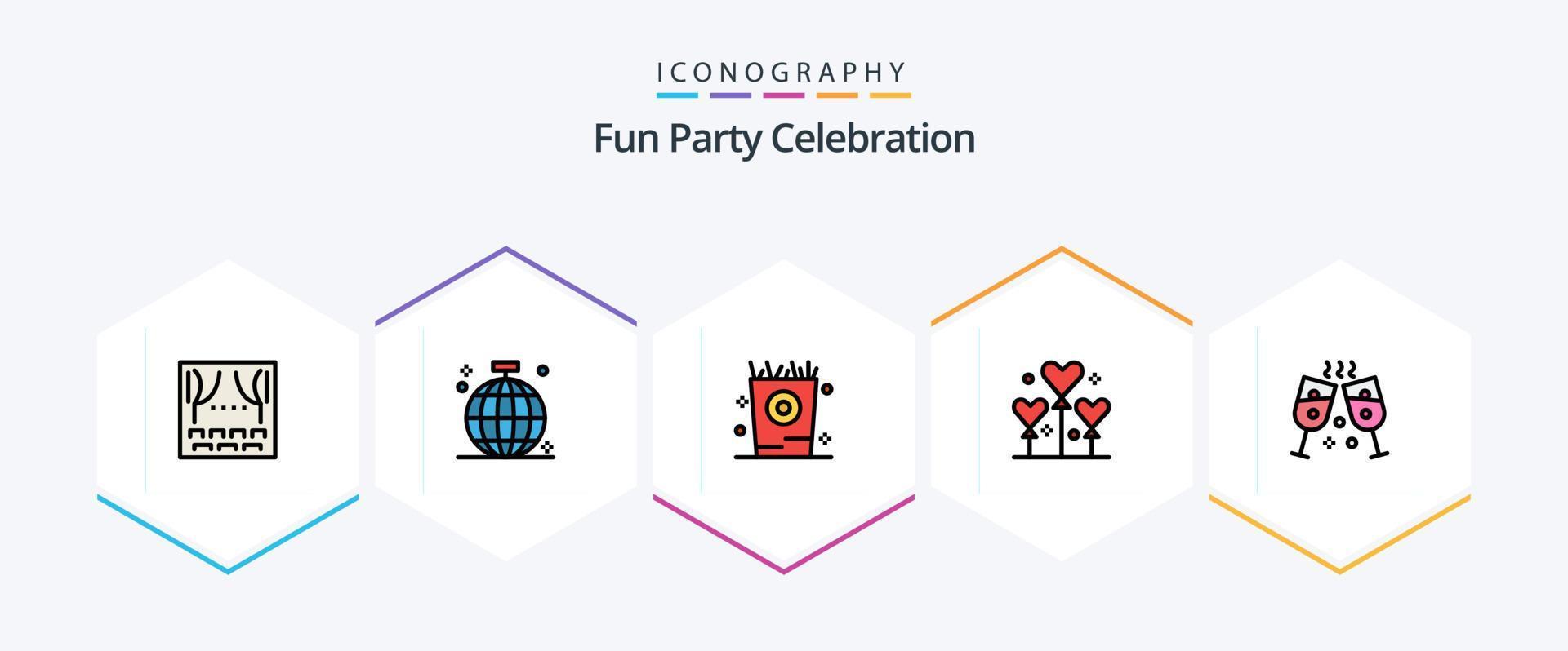 Party 25 Filledline Icon Pack inklusive Champagner. Party. Party. Festival. Party vektor