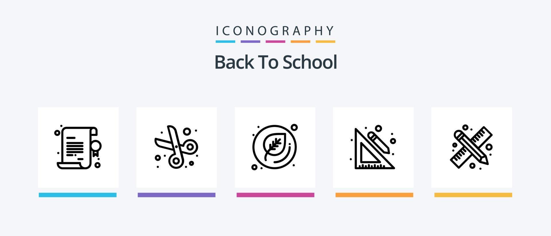 tillbaka till skola linje 5 ikon packa Inklusive skära. skola. studie. förskola. abc. kreativ ikoner design vektor