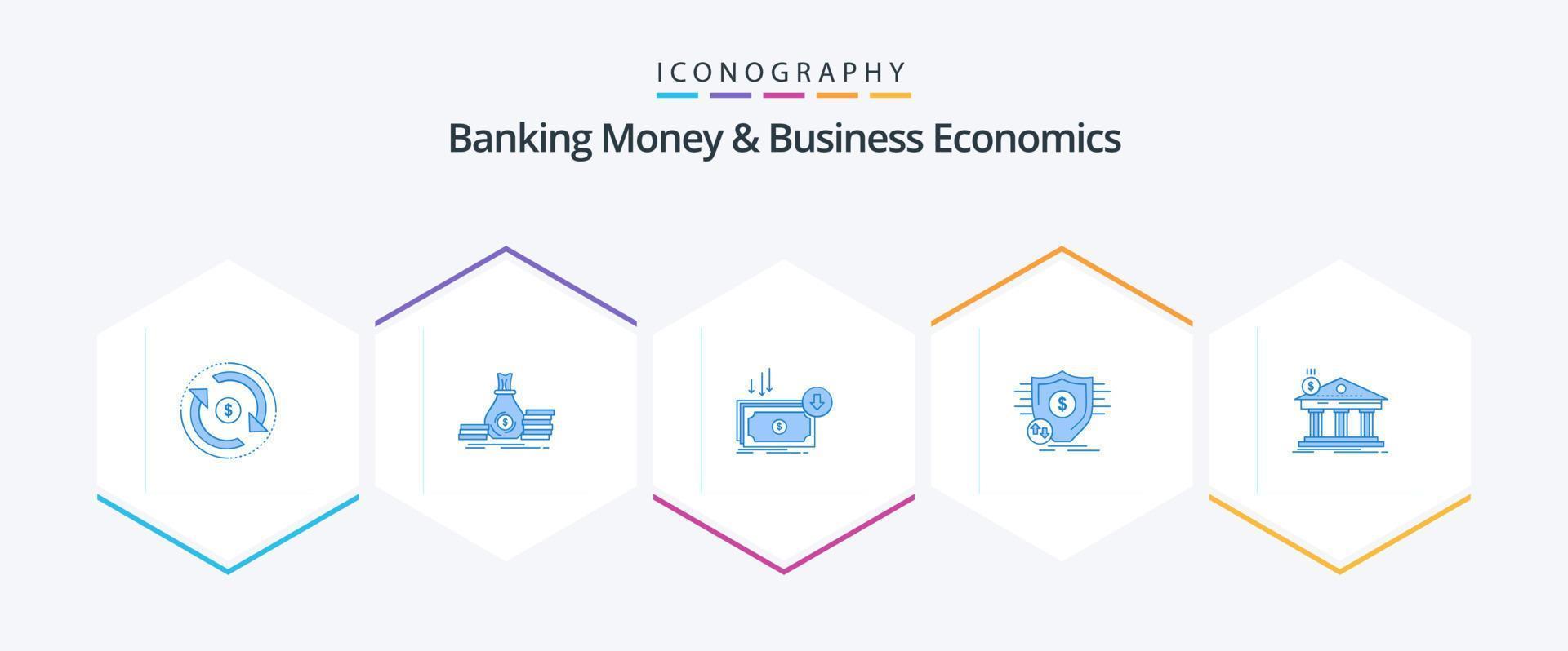 bank pengar och företag ekonomi 25 blå ikon packa Inklusive finansiell. pengar. lån. finansiera. skära vektor