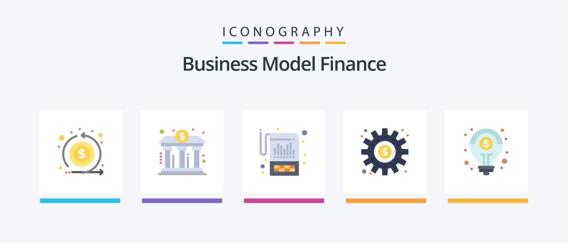 Finance Flat 5 Icon Pack inklusive Prozess. Herstellung. Finanzen. Zahnräder. Berichterstattung. kreatives Symboldesign vektor