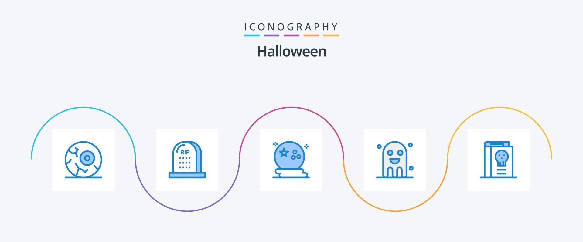 halloween blå 5 ikon packa Inklusive spöke. kopiera. vila i frid. firande. natt vektor