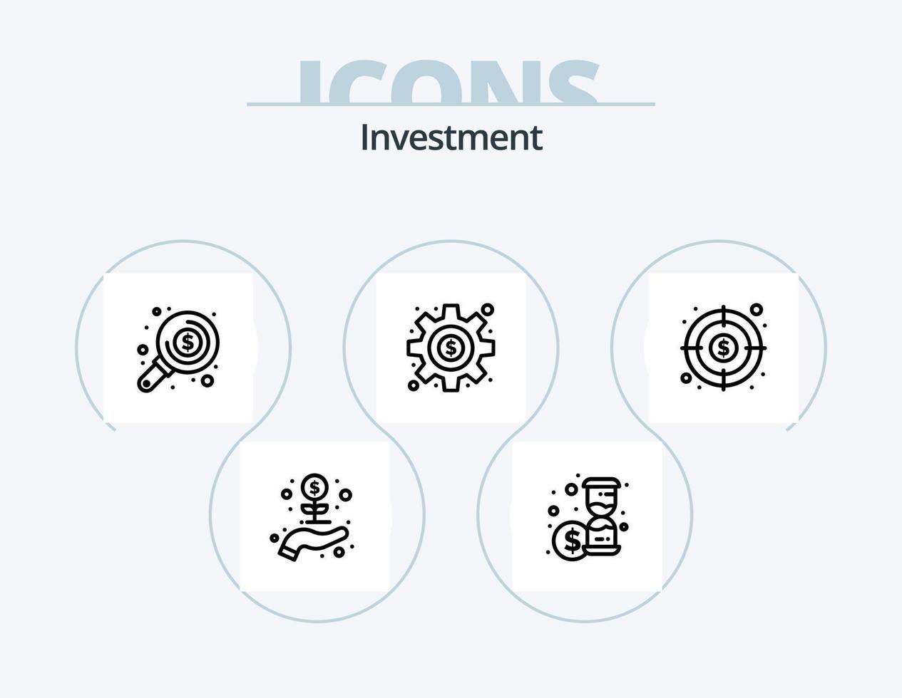 investering linje ikon packa 5 ikon design. investering. pengar. investering. investering. pengar vektor