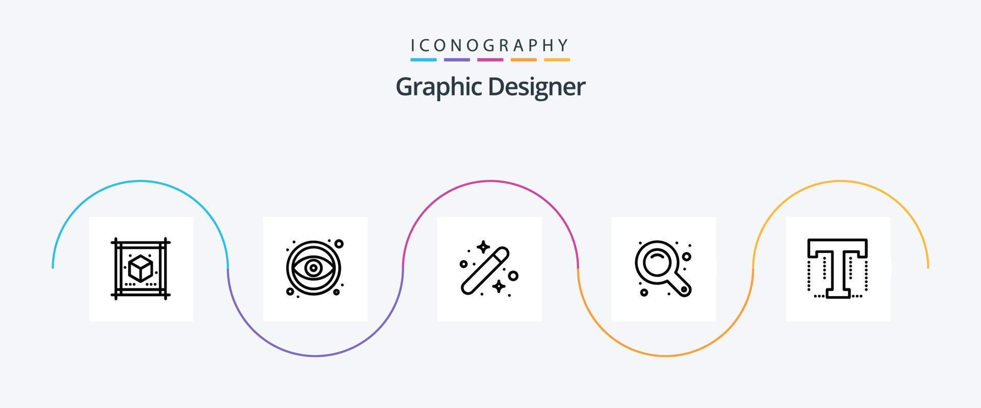 grafisk designer linje 5 ikon packa Inklusive font. zoom gränssnitt. kreativ. zoom i. grafiska vektor