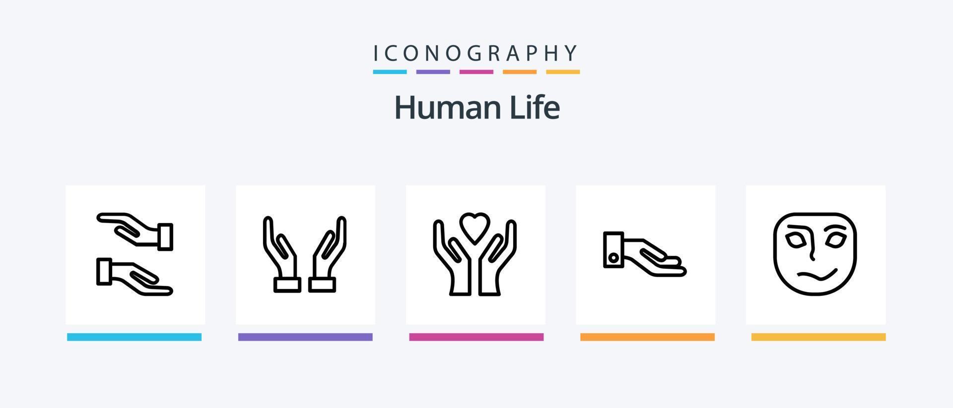 Human Line 5 Icon Pack inklusive . Hände. Vision. kreatives Symboldesign vektor